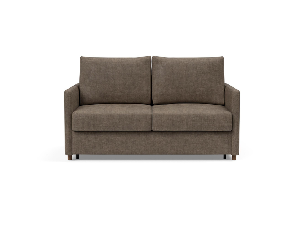 Neah 140 Slim Arms coloris Cedar Brown — tissu 411 Esina, canapé convertible compact Innovation Living