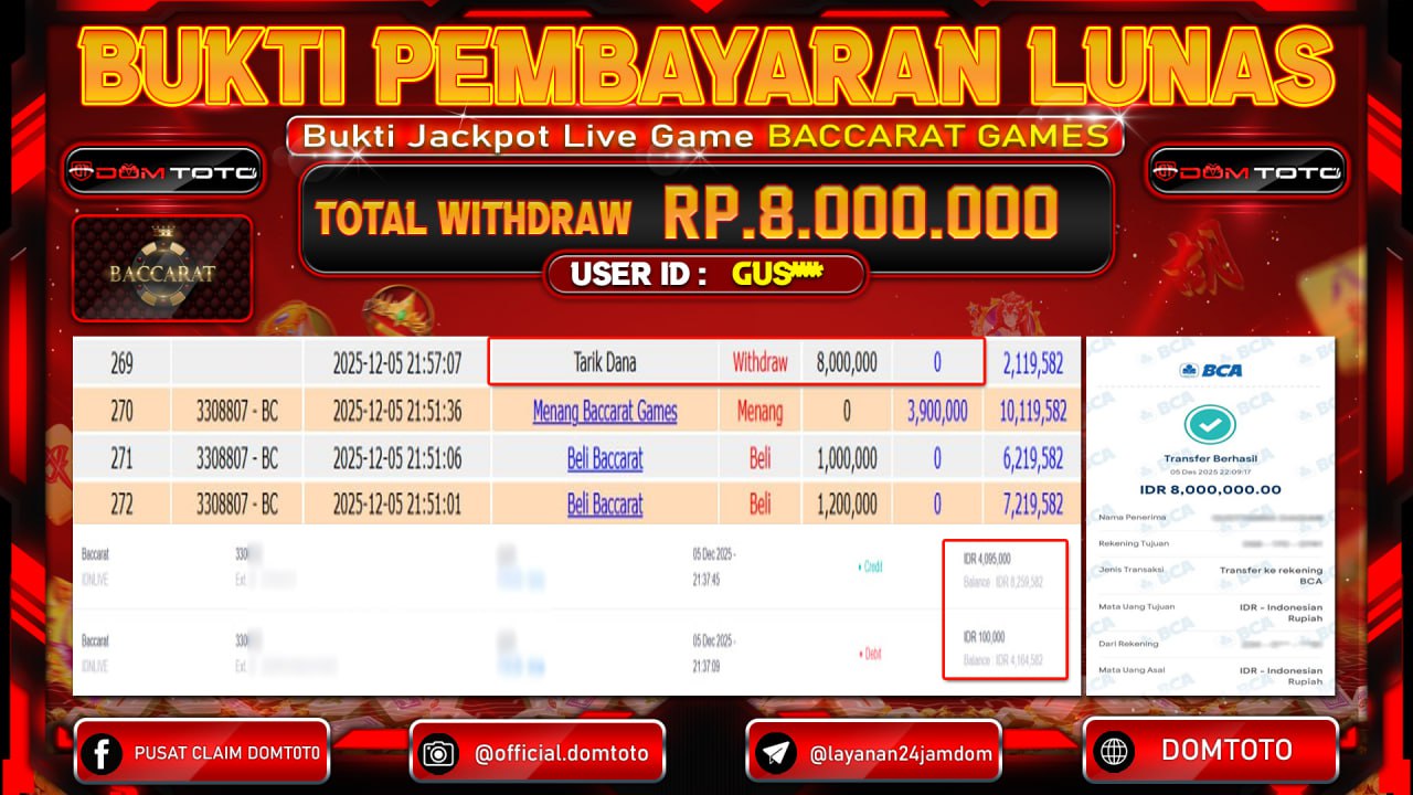 JACKPOT Live Game Baccarat Games 05  DECEMBER 2025