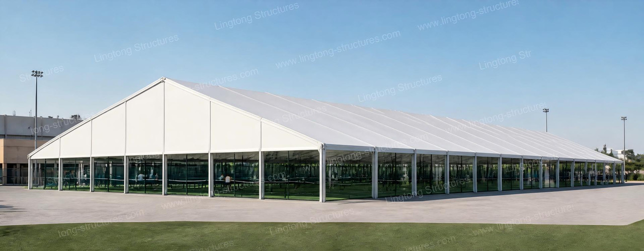 Sports Court Tent Indoor sports court tent with aluminum frame structure and court markings