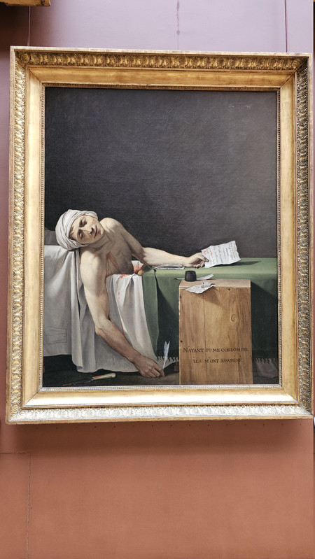 《馬拉之死》,也是導遊沒有介紹,但藝術課本上出現過的畫作