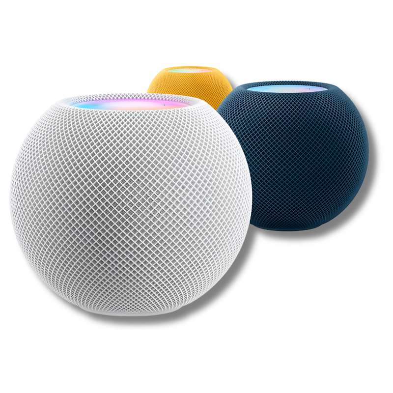 HomePod mini emitiendo ondas de sonido en 360 grados.