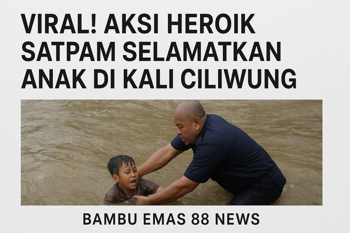 Satpam menyelamatkan anak dari arus sungai Ciliwung di Jakarta Timur