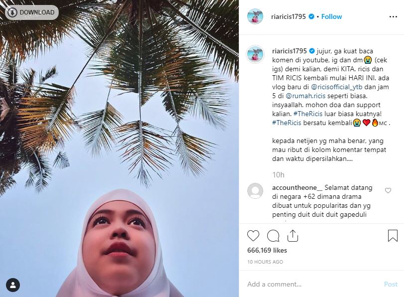 Ria Ricis umumkan aktif kembali di youtube
