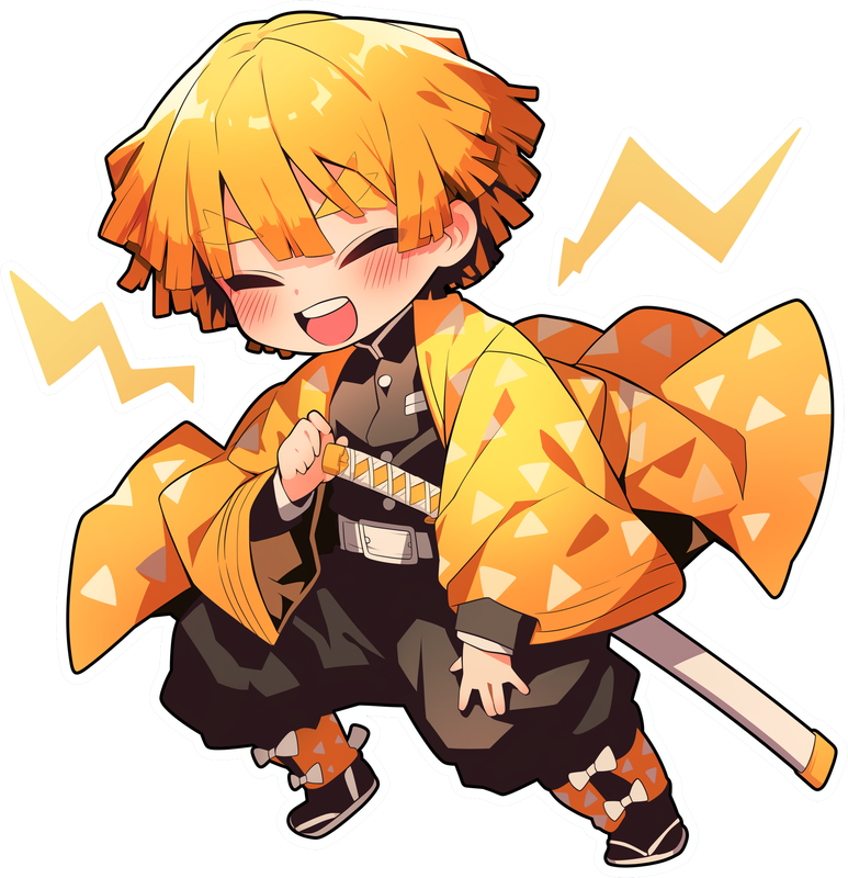zenitsu agatsuma lightning demon slayer sticker