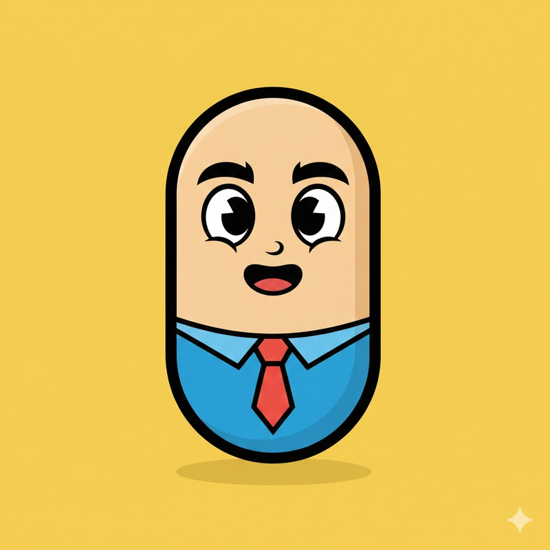 Minh họa nhân vật hình viên thuốc hoạt hình