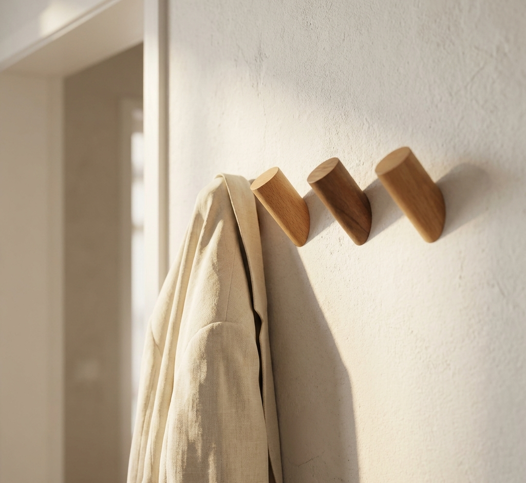 Perchero de madera artesanal para muro · WoodWicker Chile