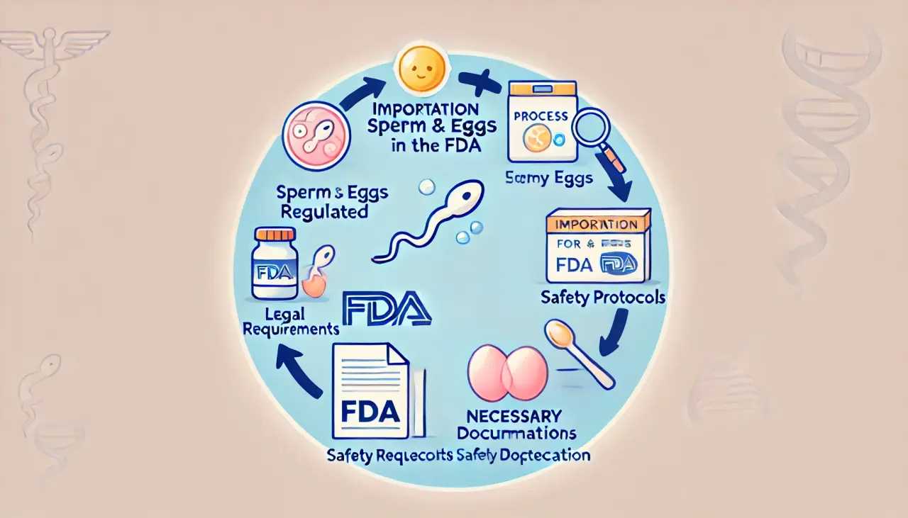 US FDA regulations on surrogacy, reproductive material importation process.