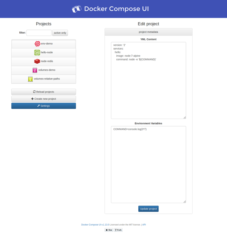 Docker Compose UI Project Edit