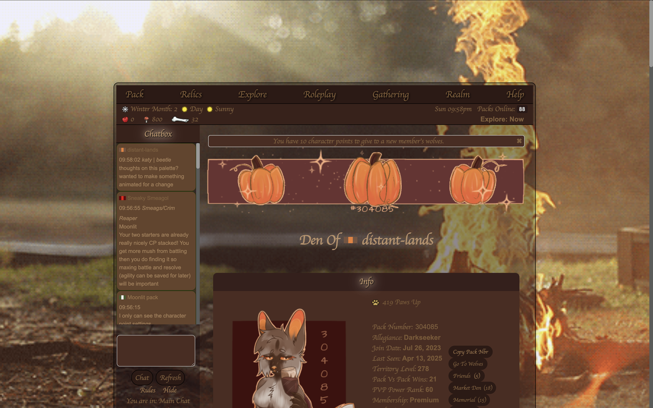 cozy campfire (den page)