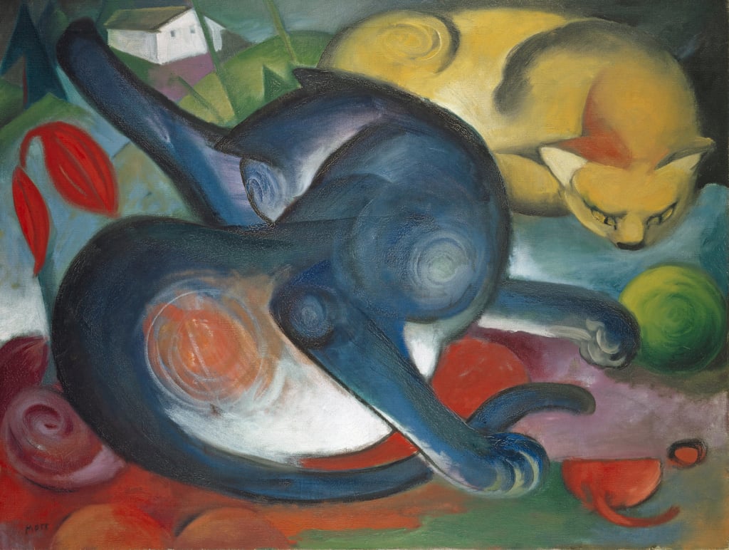 Franz-Marc-Two-Cats-Blue-and-Yellow-1912-Meister-Drucke-376774