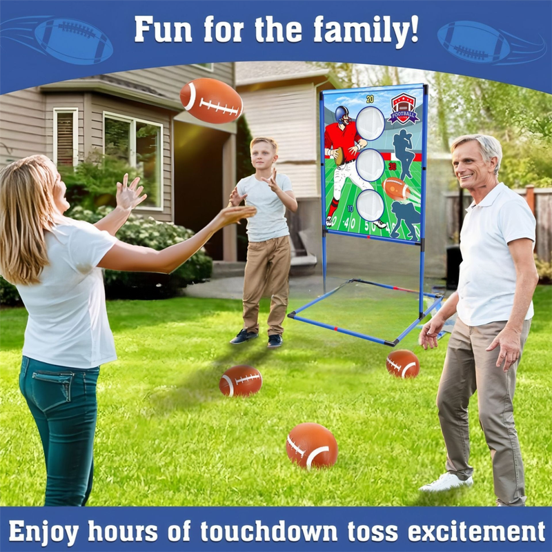 Outdoor/Indoor Portable Rugby Toss Game Set - Football Target Frame & Rugby Toss Activity Toy, Durable & Easy Assembly Sports Equipment