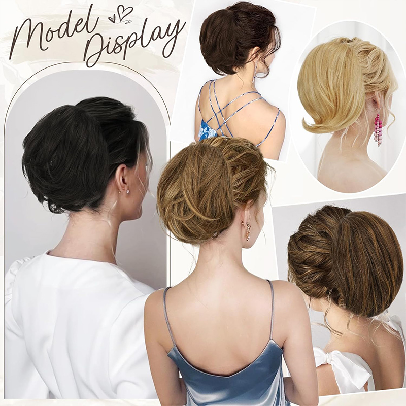 Drawstring Hair Bun Hairpiece Short Ponytail with Comb Clip  display picture 2