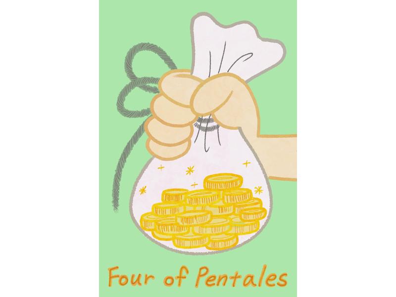 Four of Pentacles 타로카드 손그림 썸네일