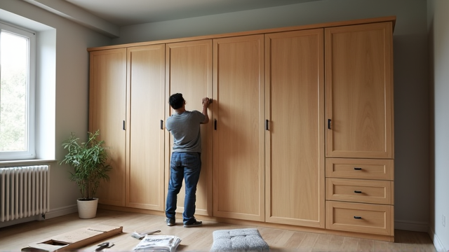 Монтаж деревянного шкафа Furman — пример белорусской мебели высокого качества для современного дома.
