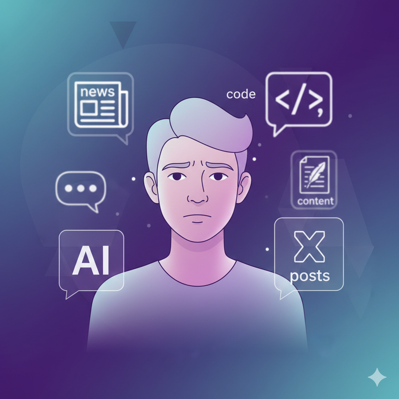 Conceptual illustration of user confusion regarding AI chatbot differences