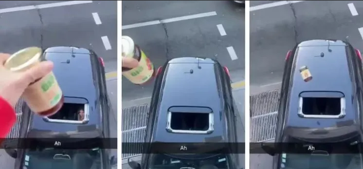 Intentó meter una mermelada por el techo del coche, pero su error se viralizó
