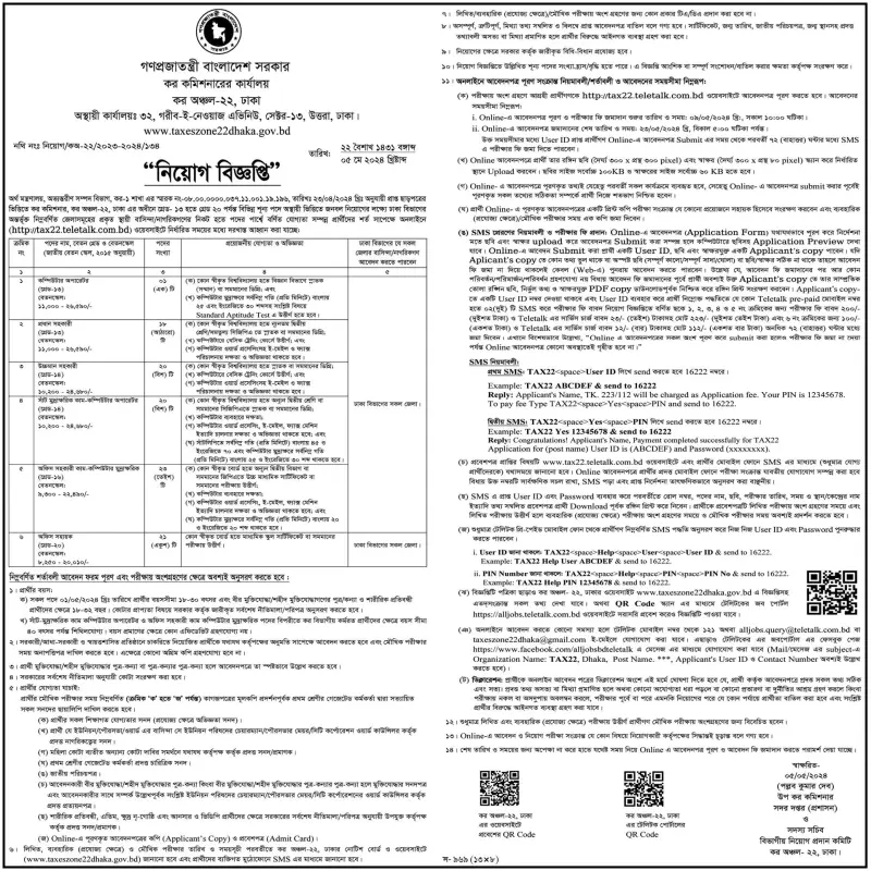 Taxes-Zone-22-Dhaka-Job-Circular-2024