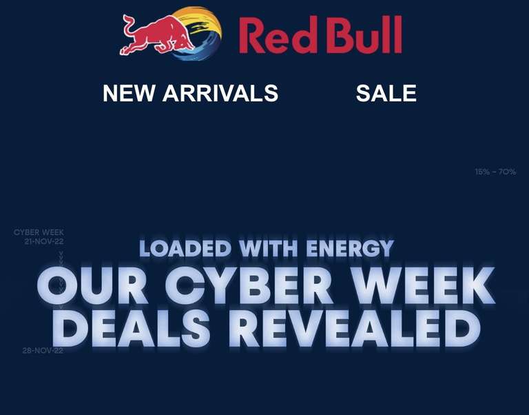 Ofertas del CYBER WEEK en Red Bull Shop: hasta 70% Descuento 
