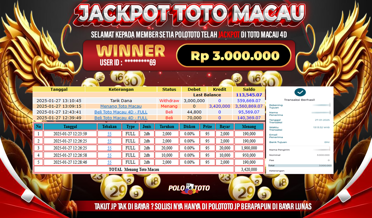 POLOTOTO JACKPOT TOTO MACAU 4D Rp.3,000.000,-