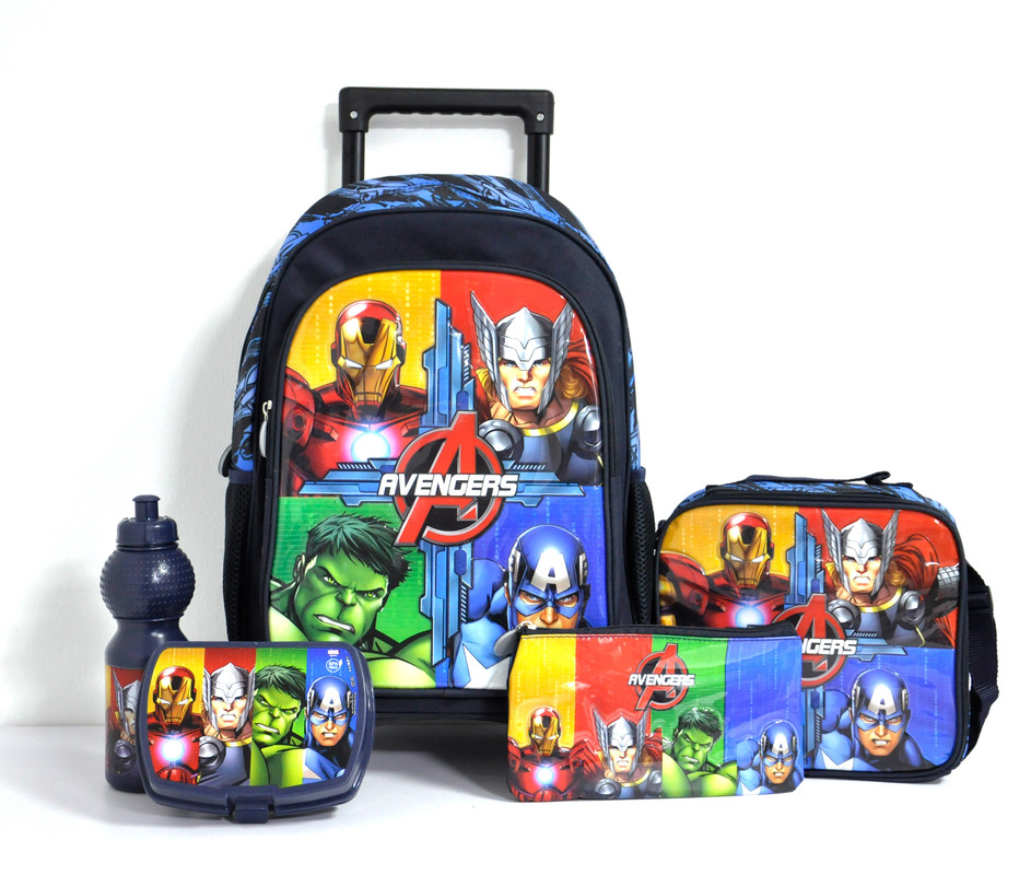 Avengers 5n1 Set, 16" Trolley, Lunch Bag, Pencil Case, Lunch Box, Squeeze Bottle 