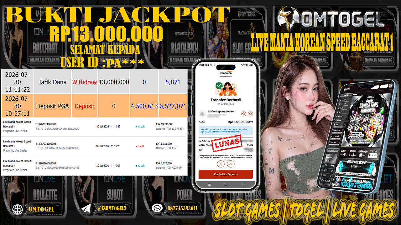 OMTOGEL JACKPOT PRAGMATICPLAY LIVE DEALER  Rp,13,000,000,- DIBAYAR LUNAS