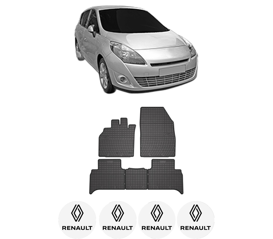 Set covorase presuri RENAULT SCENIC III VAN (JZ0/1_) din 2009-2016, auto, din cauciuc thermoplastic, 4 Stickere auto cu RENAULT