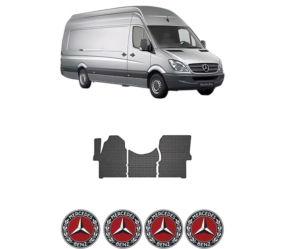 Set covorase presuri MERCEDES-BENZ SPRINTER 5-t Van (B906) din 2006-2018, auto, din cauciuc thermoplastic, 4 Stickere auto cu MERCEDES-BENZ