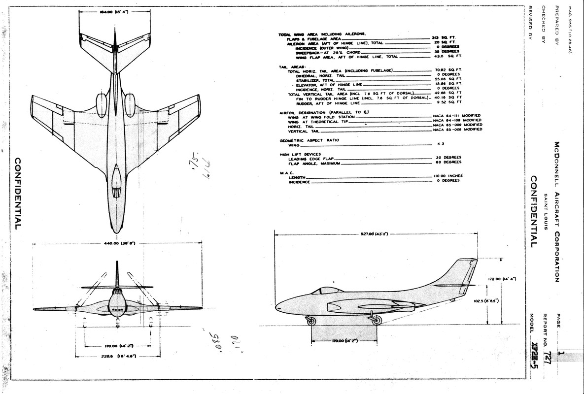 McD XF2H-5 three view