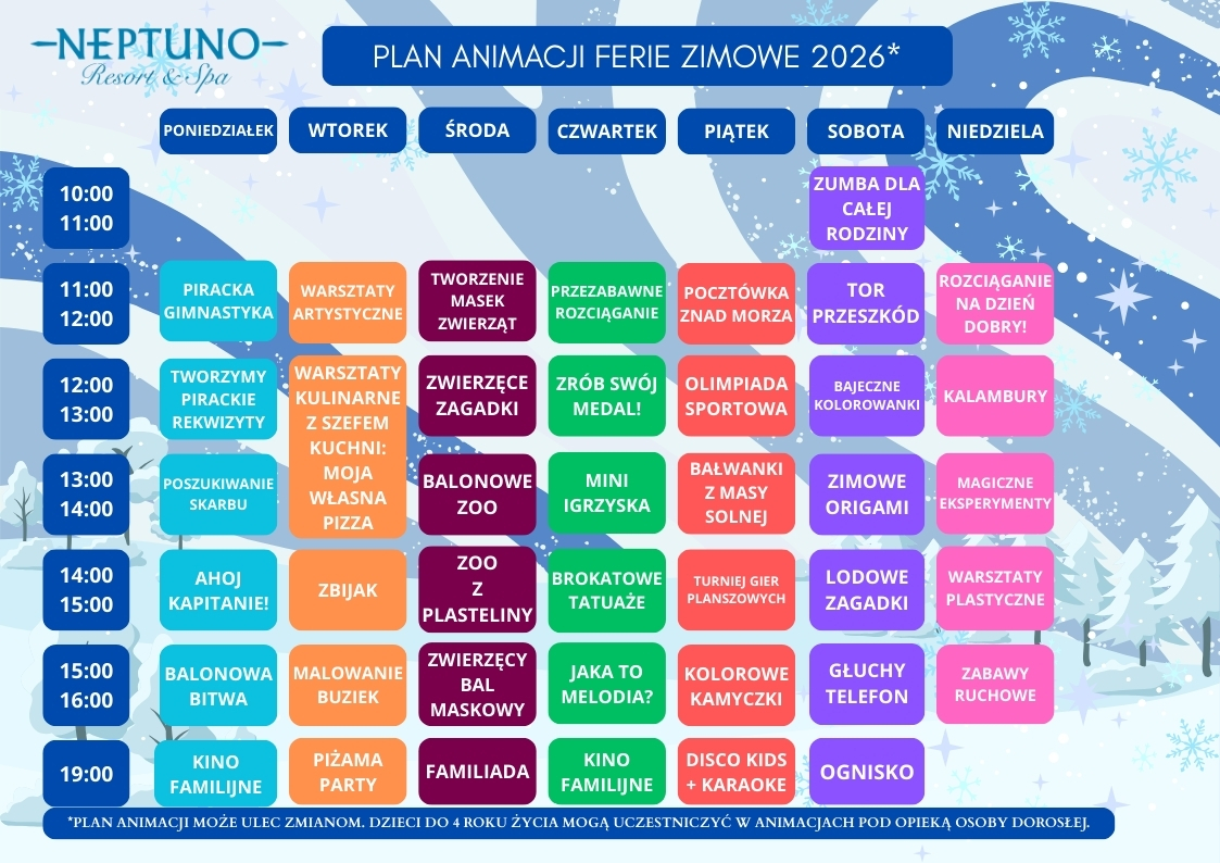 PLAN ANIMACJI FERIE 2026