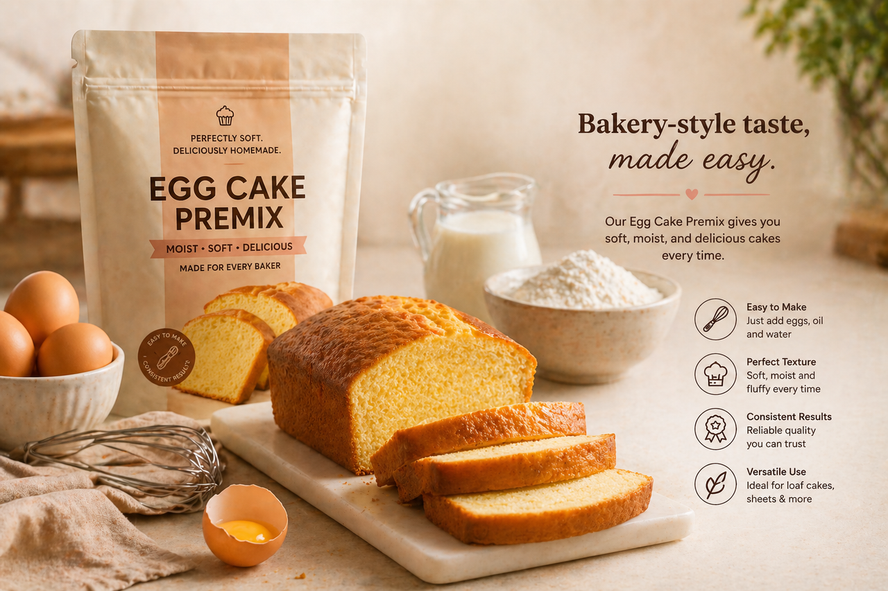 Egg vanilla cake made with Bakesy premix