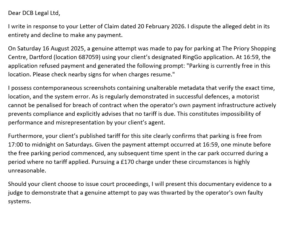 letter to DCB