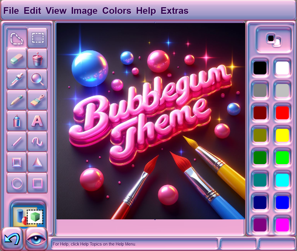 Screenshot of JS Paint with the Bubblegum theme