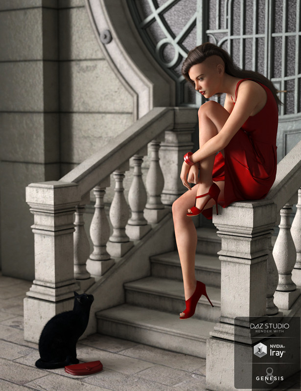dForce Red Dress for Genesis 8 Female(s)