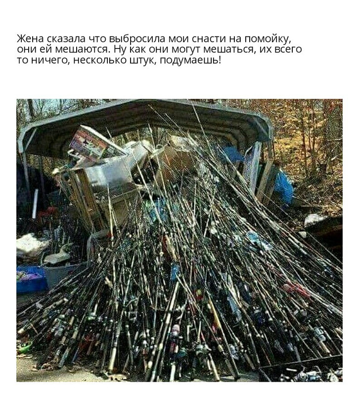 Жена сказала что выбросила мои снасти на помойку они ей мешали