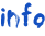 "info" is written in blue in the font daubmark
