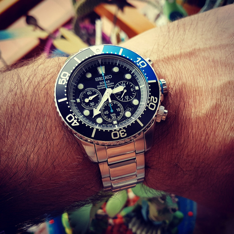 Seiko Solar Daytona Submariner Black  SSC017 200M  (1)