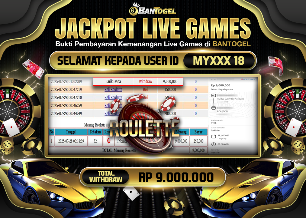 BUKTI JACKPOT LUNAS BANTOGEL