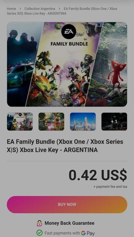 Gameseal - EA paquete familiar región AR Xbox 
