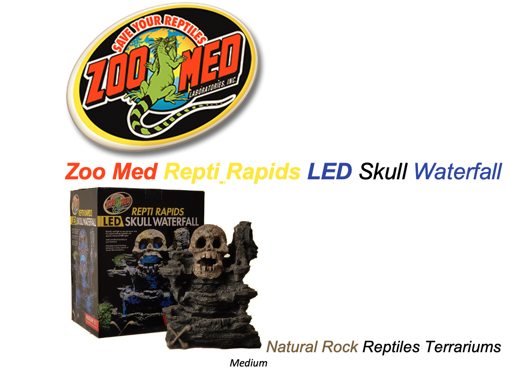 Zoo Med Repti 🌊Rapids MED LED Skull💦Waterfall Natural Rock