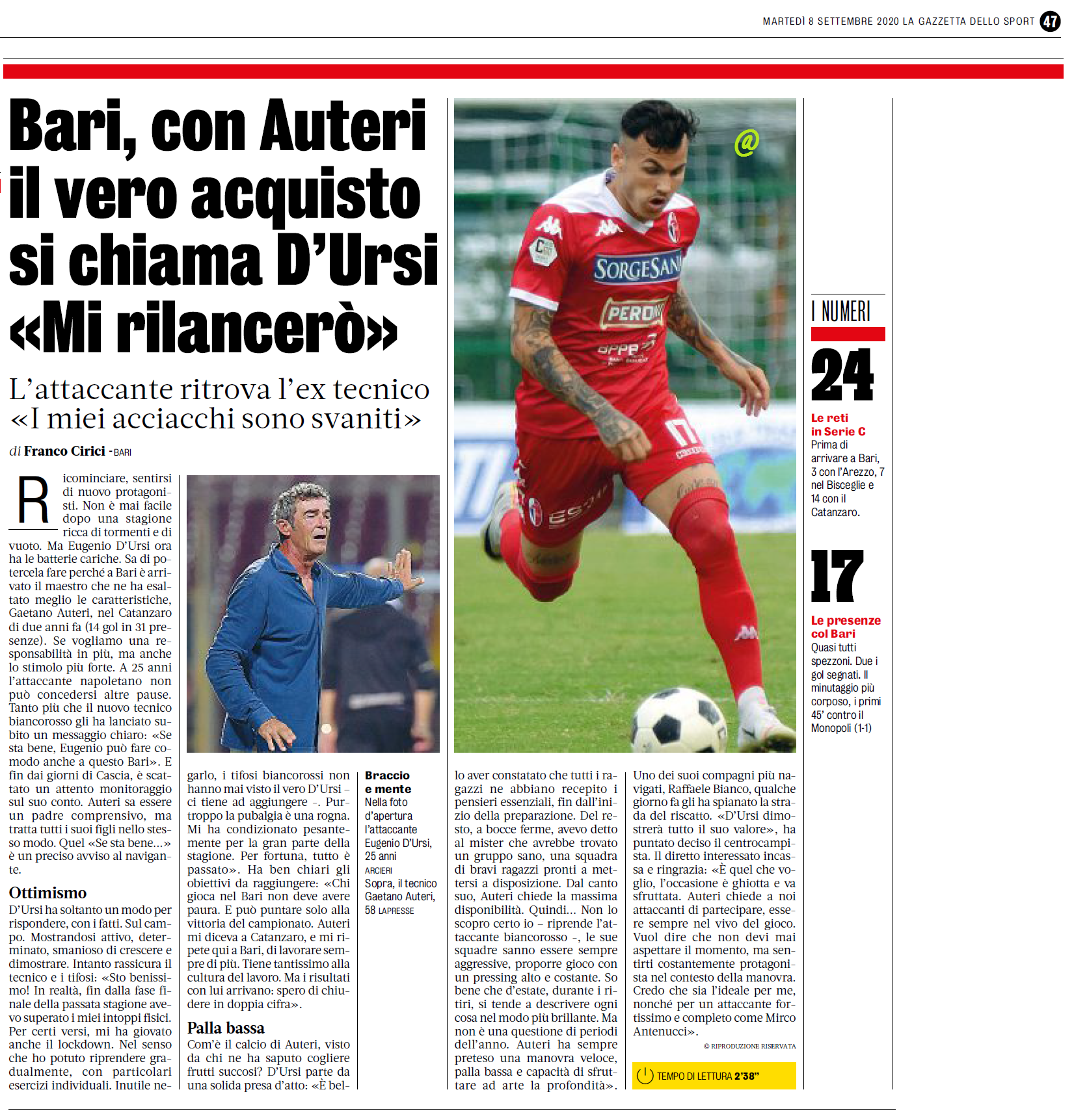 08/09/20 - GdS - Con Auteri ill vero acquisto si chiama D'Ursi Gds