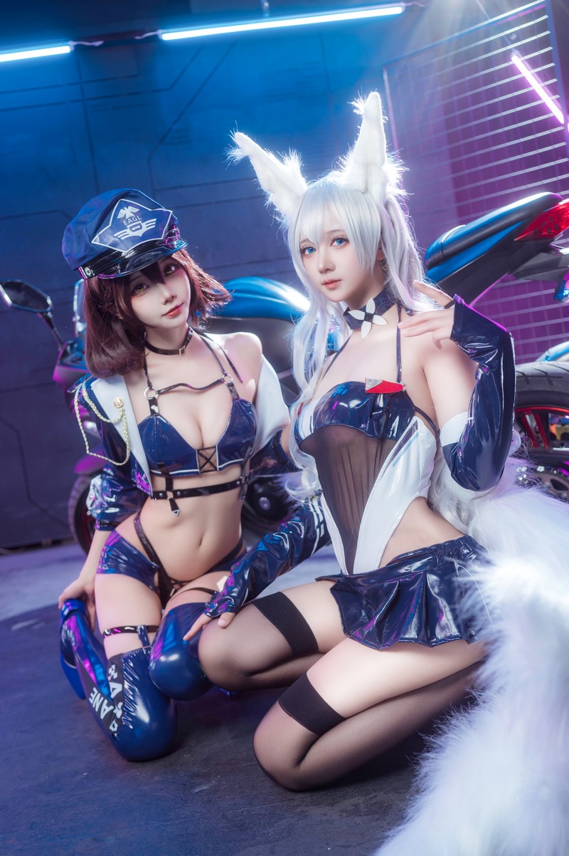艾西Aiwest 碧蓝航线巴尔的摩&信浓赛车女郎Cosplay写真图集 双人高清图集 47P (200.7M)插图6