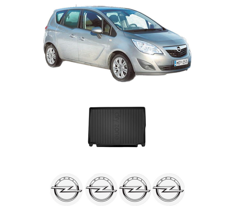 Tavita Portbagaj OPEL MERIVA B MPV (S10) din 2010-2017, Protectie Portbagaj Auto, 4x Stickere auto cu OPEL