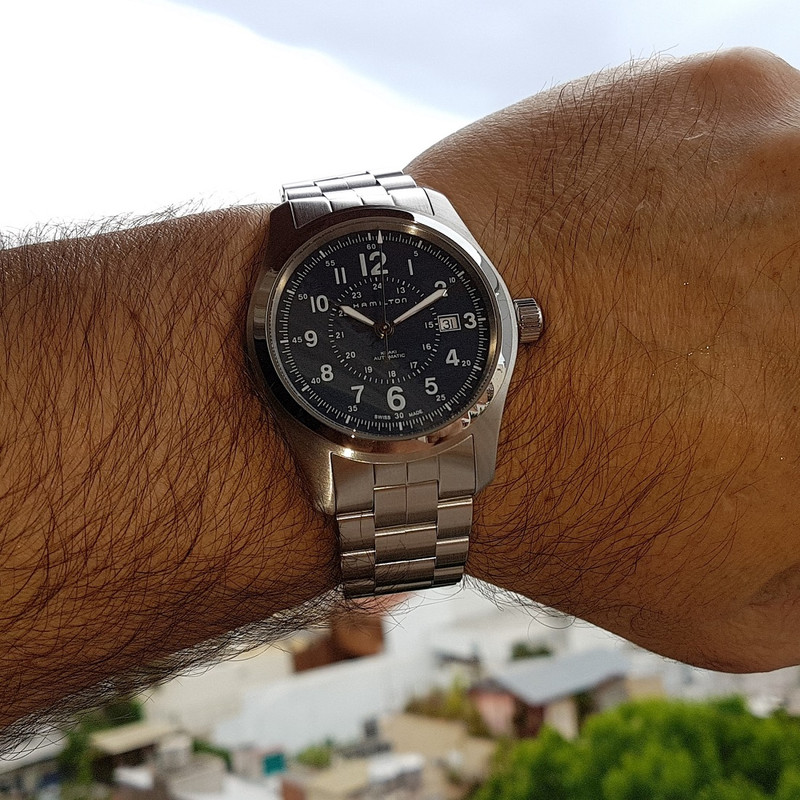 Hamilton Khaki Field Auto 42 mm 100M Blue Dial Bracelet #H706051