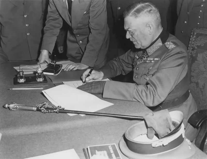 Wilhelm Keitel firma la capitulación ante la URSS en Karlshorst, Berlín