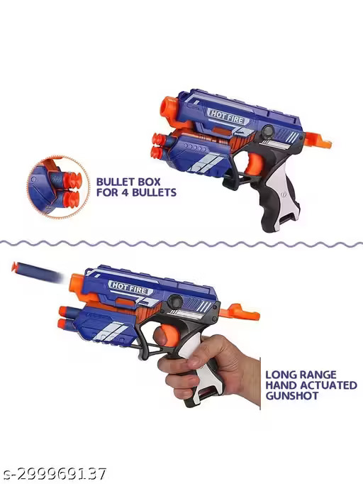 Blaze Storm Hot Fire Soft Bullet Gun Toy with 10 Safe Soft Foam Bullets, Fun Target Shooting Battle Fight Game for Kids Boys (Blaze Storm- Hot Fire) Color 1 (T120)