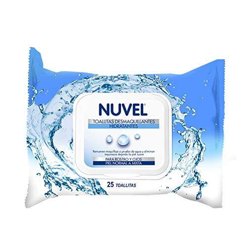 Amazon: Nuvel Toallitas Desmaquillantes para Todo Tipo de Piel, 25 Piezas | envío gratis con Prime 
