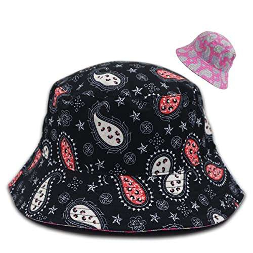Amazon: Bonito sombrero de pescador de playa para mujeres, hombres, niñas y niños, reversible de doble cara