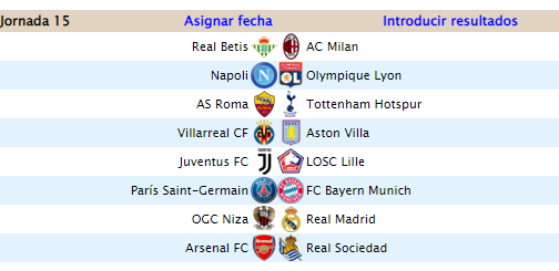 Jornada 15 - Lunes 2 de Mayo - 21H ESP - 16H ARG JORNADA-15