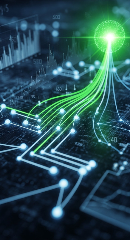 Mulher jovem em ambiente de energia limpa com elementos tecnológicos