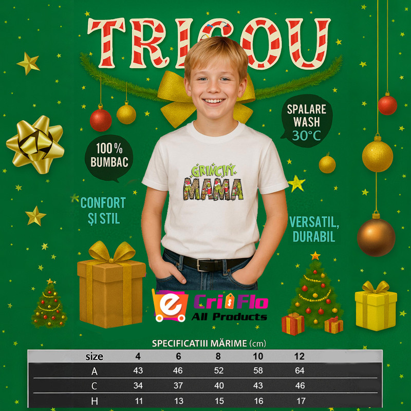 grafica 486 tricou alb baiat craciun 2